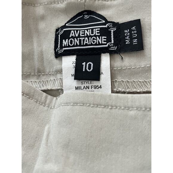 Avenue Montaigne Milan Pull On Pants •10• Beige Khaki Slim Stretch Cropped F954 - Picture 11 of 13